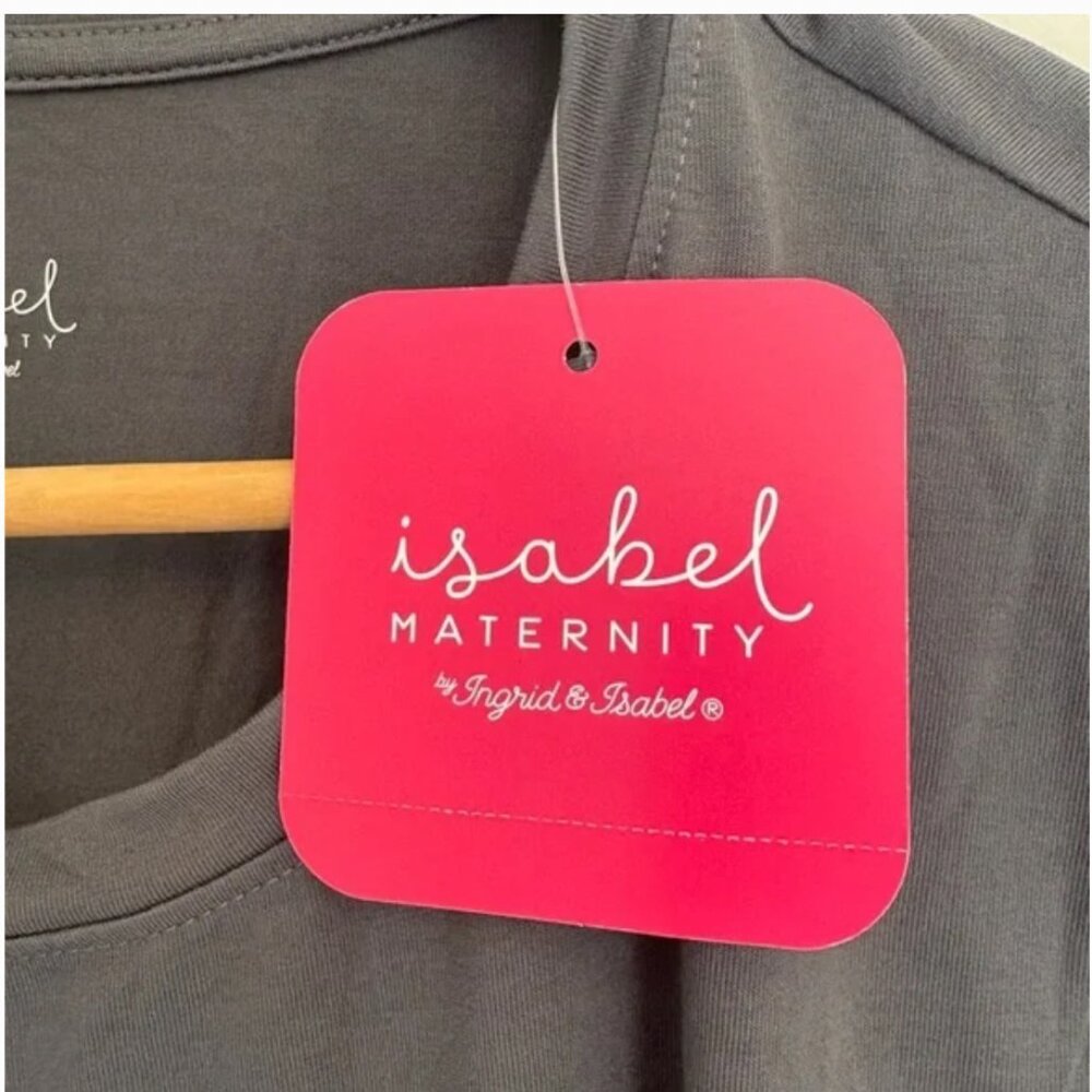 NWT Isabel Maternity by Ingrid & Isabel Gray Top – “Hello Little One” Spellout - Picture 4 of 7